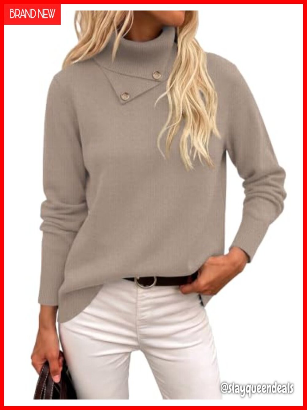 LOMON Women Turtleneck Sweater Pullover Long Sleeve Knit Soft Warm